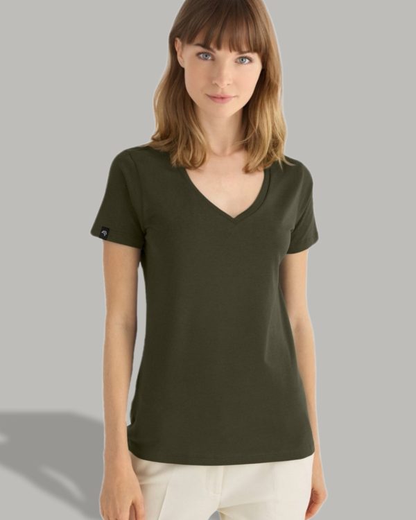 ― % ― BAC TW045  ― Damen Bio-Baumwolle V-Neck T-Shirt - Navy Blau [2XL] Zu verkaufen – Bild 3