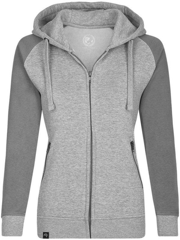 MMT 0720 ― Damen Bi-Color Hooded Jacket - Melange Grau   Solid Mode – Bild 2