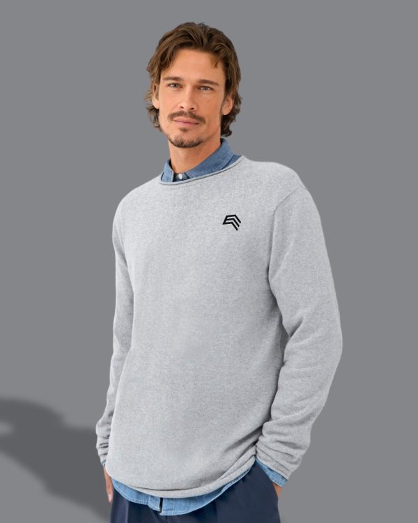 ― % ― ECL 0060  ― Recycled Feinstrick-Pullover aus regenerierter Baumwolle - Charcoal Grau [S] Online – Bild 3