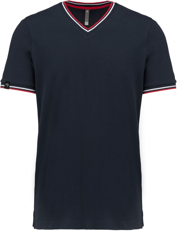 ― % ― KRB K374  ― Bi-color Piqué-Trikot V-Neck T-Shirt - Navy Blau   Rot   Weiß [2XL] Online – Bild 2