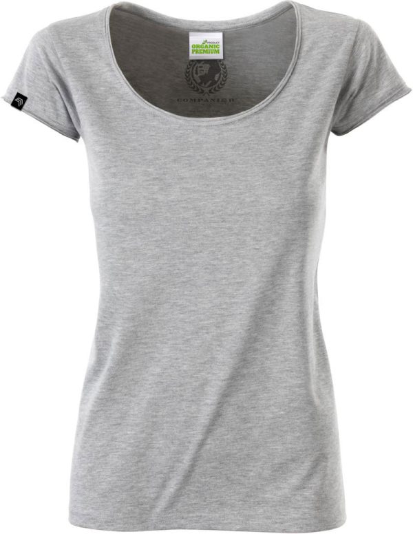 ― % ― JAN 8001  ― Damen Bio-Baumwolle Rollsaum T-Shirt - Heather Grau Melange [XS] Rabatt – Bild 2