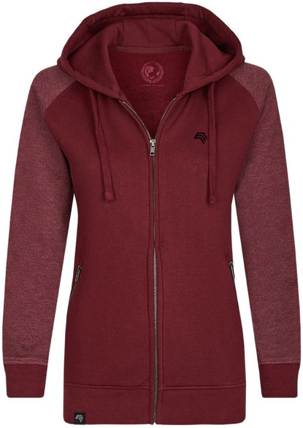MMT 0720 ― Damen Bi-Color Hooded Jacket - Burgund Rot   Melange Zu verkaufen