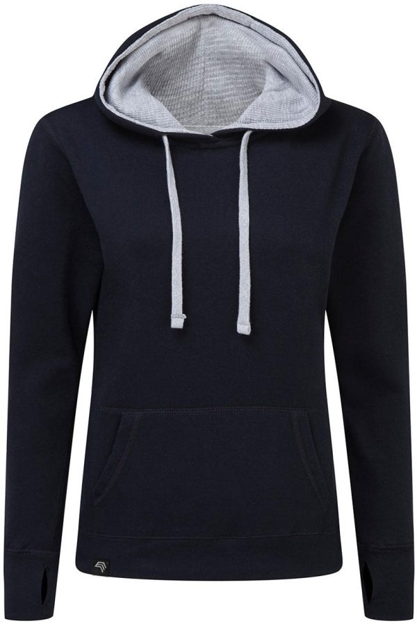 ― % ― SGZ SG24F  ― Women s Contrast Hoodie mit MP3-Player-Fach - Navy Blau   Grau [S] Online – Bild 2